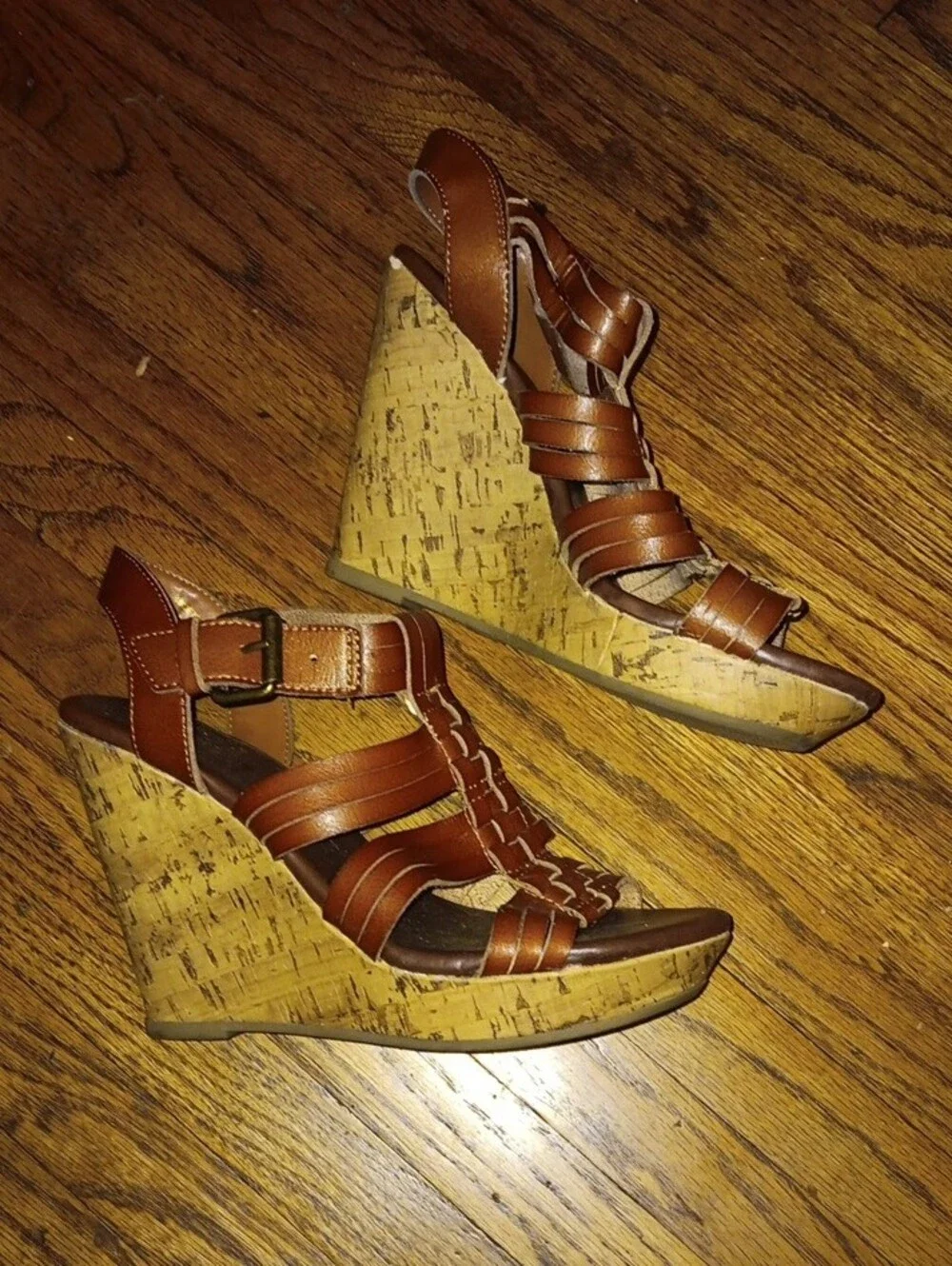 Dolce Vita Cognac Brown Strappy Wedge Sandals